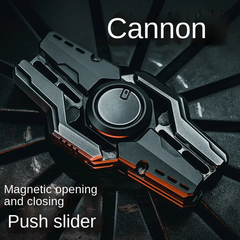 Cannon Magnetic Slider Fingertip Gyro Metal Two-Leaf Decompression Artifact Toy EDC