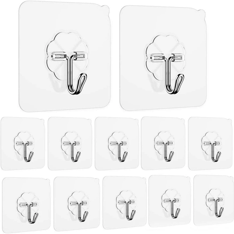 

30pcs Bathroom Kitchen Seamless Hooks Super Sticky Hooks Wall Mounted Hooks Towel Hooks Reusable