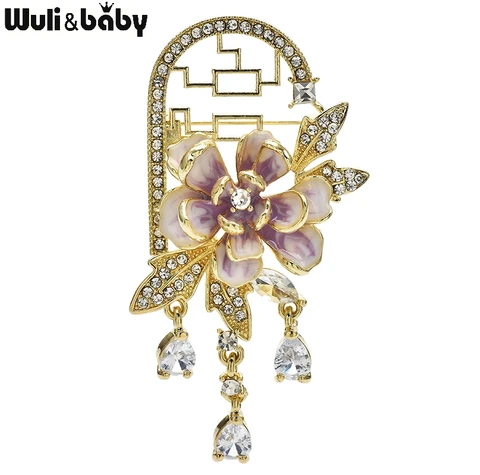 Wuli&baby броши с кисточками и цветком пиона
