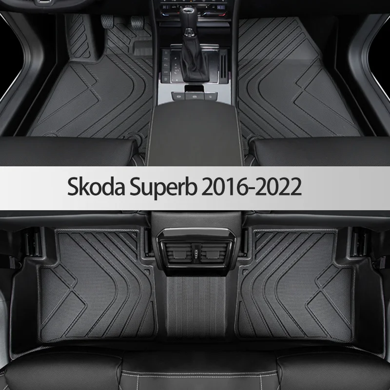 

Custom TPE Car Floor Mats For Skoda Superb 2016 2017 2018 2019 2020 2021 2022 Waterproof Auto Accessories Interior Carpet