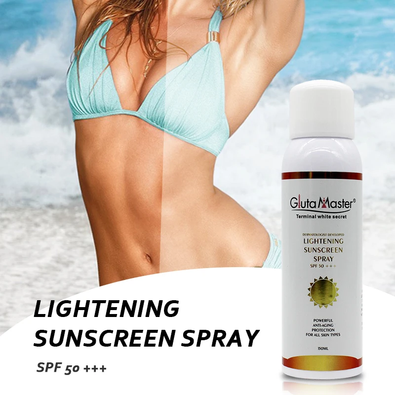 Gluta Master Pearl Powder fast Whitening Sunscreen Spray Face Body Neck Moisturizing Hydrating Anti UV Protection Skin Spf 50