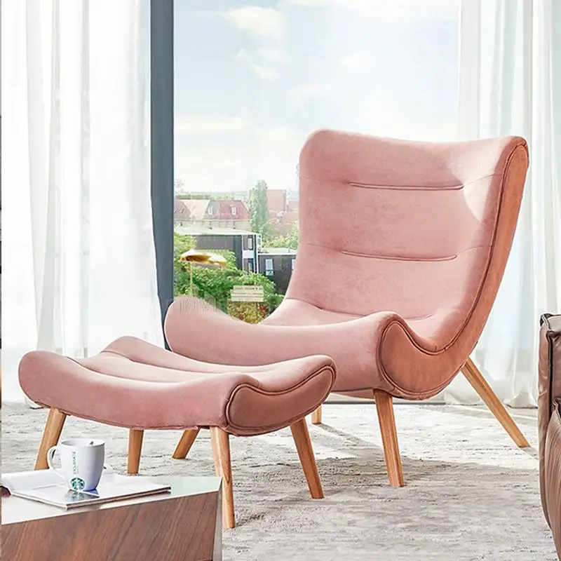 

Nordic Living Room Chairs High-Back Fabric Sofa Creative Bedroom Balcony Small Chair Leisure Chaises Longues Home Furniture