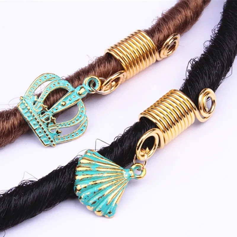 

5 Pcs/Pack Gold 8 Styles Charms Diy Shell Hair Braid Dread Dreadlock Beads Clips Cuffs Rings Jewelry Dreadlock Hair Accessories