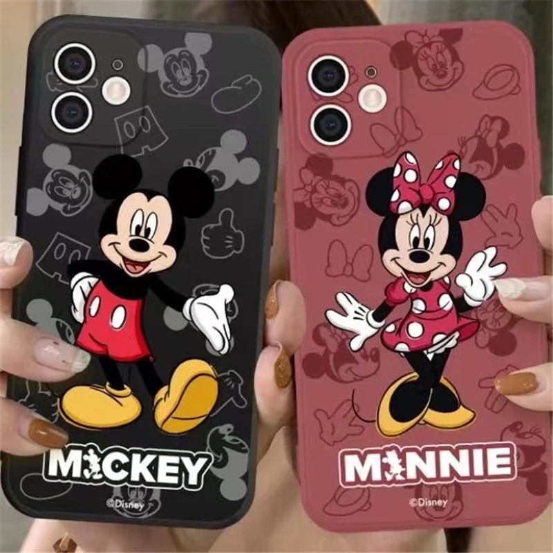 Minnie Mickey Mouse Donald Duck Case For iPhone 13 12 11 Pro Mini X XR XS Max SE 6 6S 7 8 Plus Phone Case liquid silicone funda