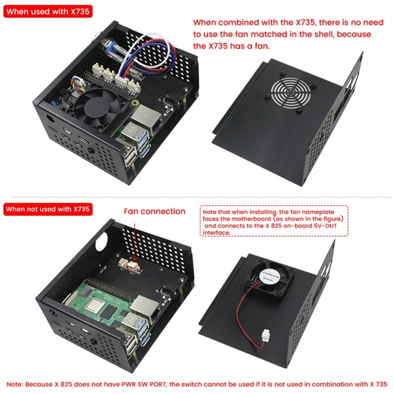 

Расширительная плата для жесткого диска Raspberry Pi 4B X825 V2.0 + X735 V3 + чехол 2,5 дюйма SATA комплект платы для жесткого диска SSD