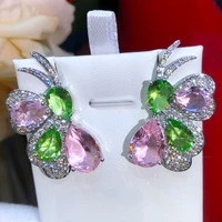 jimbora new luxury shiny butterfly pendant earrings for women wedding romantic cz engagement indian earrings for women gift