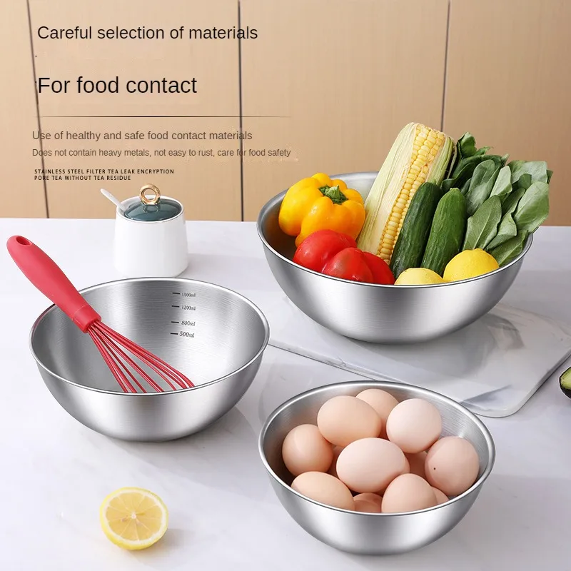 

3 шт./компл. миски из нержавеющей стали с мерными отметками, набор салатников для дома, отеля, кухни, приготовления выпечки