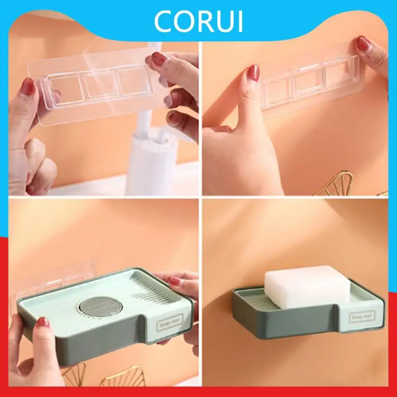 

1pc Soap Dish Punch-free For Bathroom Soap Rack Wall Mounted Creative Bathroom Accessories Soap Container Home Soap Box New