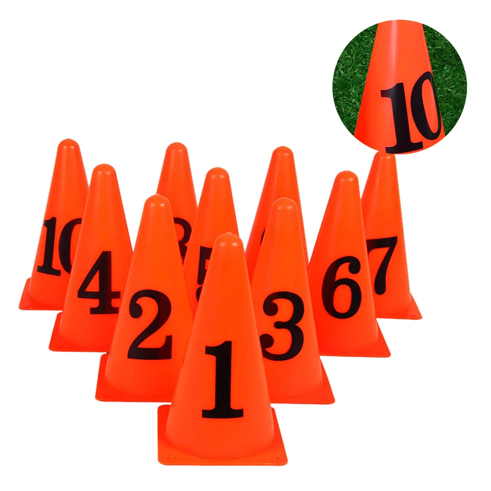 

10 Pcs Soccer Number Sign Bucket Cone Ice Cream Footballs Training Marker Cones Basketball Imported PE Material Obstacle Child