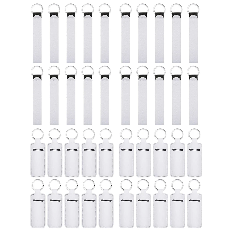 

40Pcs/set Neoprene Sublimation Wristlet Keychain Women's Strap Lanyard Wristlet Keychain for Chapstick Keychain Holder