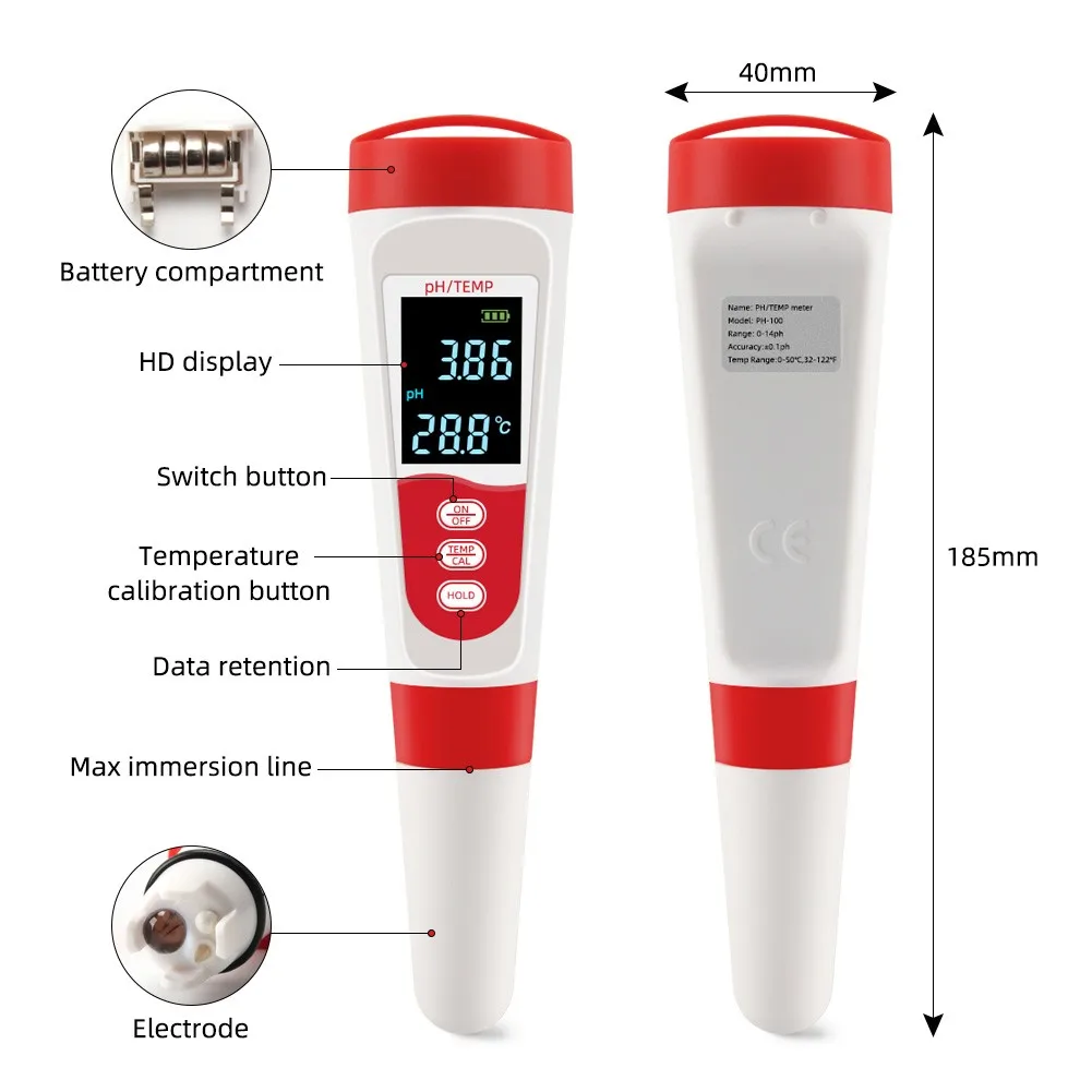 

Digital Ph Meter Water Quality Purity Tester Pen Acidometer Detector For Drinking Water Aquaculture Swimming Pools Aquariums