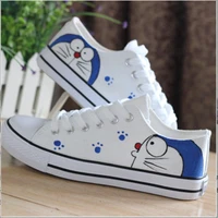 doraemon cartoon canvas shoes ladies low top flat personality all match couple casual shoes student graffiti loafers sneakers
