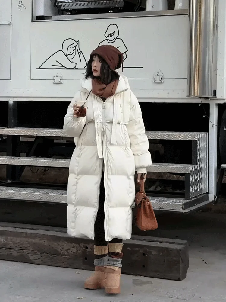 Высококачественный утепленный пуховик с капюшоном для женщин новинка зимы 2024