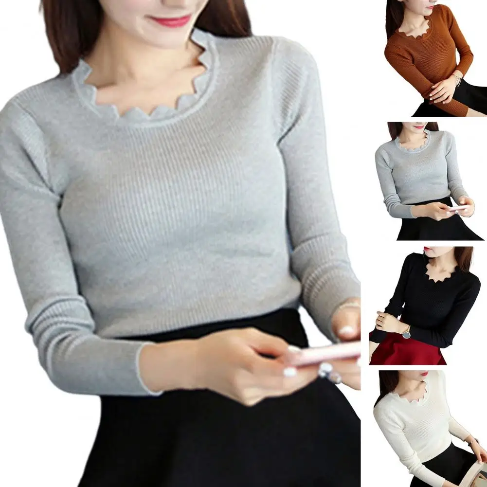 

Повседневный Женский пуловер, однотонные свитера, сезон осень-зима, вязаный облегающий свитер с длинным рукавом и воротником-бабочкой, джемпер, женские топы