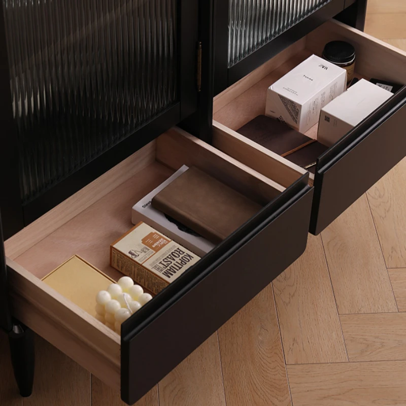 Роскошные черные Угловые стеклянные двери для гостиной шкафа духов под кровать