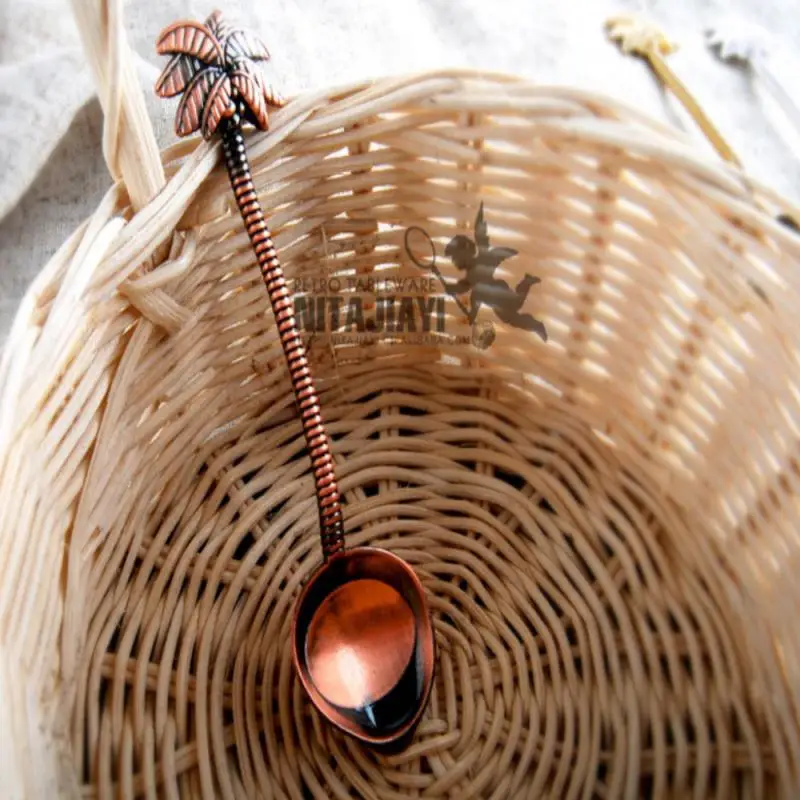 

6 шт., мини-кофейная ложка, кокосовое дерево, стиль ретро, искусственная десертная ложка, столовая Декоративная посуда, столовые приборы