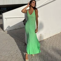 long dress women y2k beach party dresses knit elegant summer backless dresses hollow out sexy holiday vacation bodycon vestidos