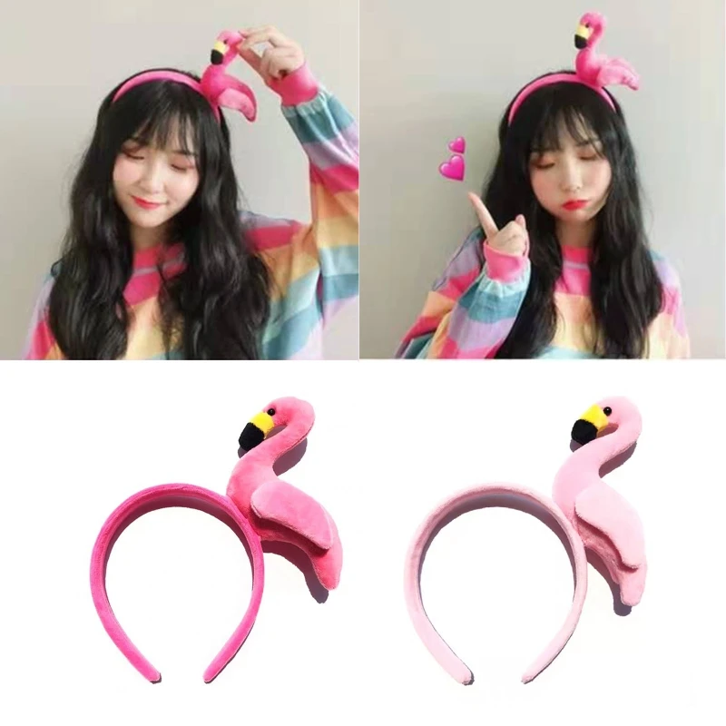

Handmade Velvet Hair Hoop Flamingo Headband Hair Accessories for Street Shooting