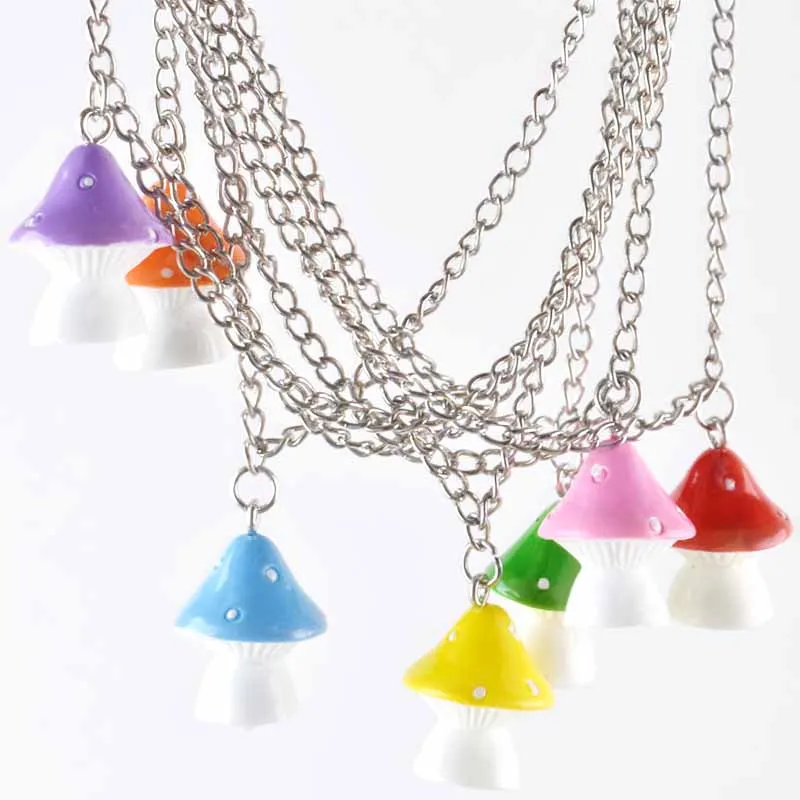 

The New 7 Colors 3D Mushroom Resin Pendant Necklace Multicolor Jewelry Gifts for Women