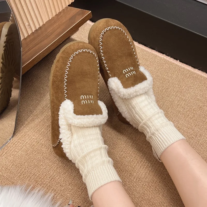 CRLAYDK женские зимние однотонные мягкие мокасины на подкладке из искусственного