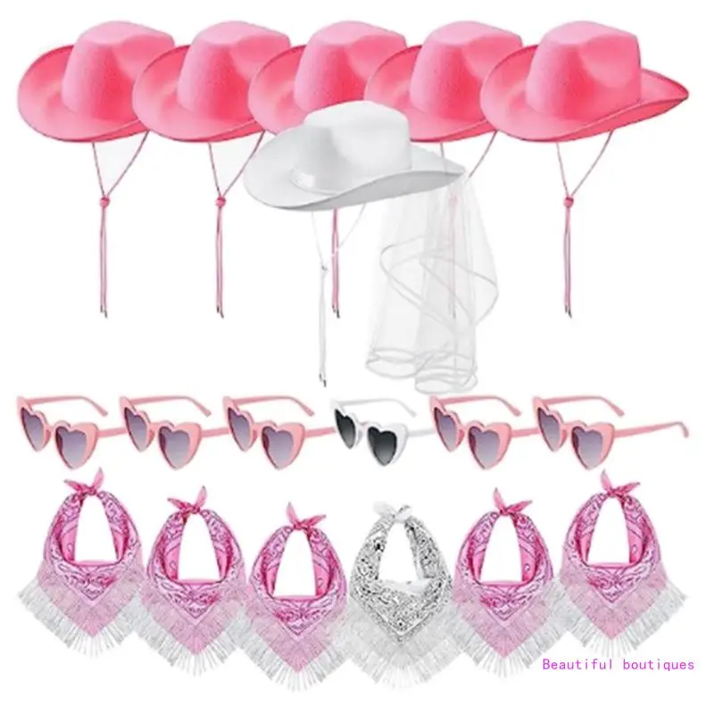 

Шапка-ковбойша для невесты с солнцезащитными очками, бандана, комплект для свадебного душа, Прямая поставка