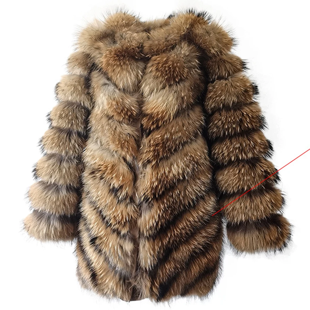 Real Natural Raccoon Jacket Women's Fashion Coats Real Fur Coat Round Neck Warm Thick Hoodie Detachable New Style Parka enlarge
