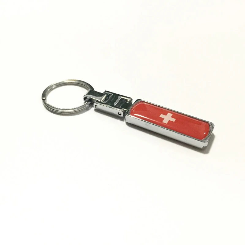 

Switzerland Flag Keychain Alloy Epoxy Key Ring Buckle Tag National Day Gift For Peugeot Skoda Citroen Car Motorcycle Accessories