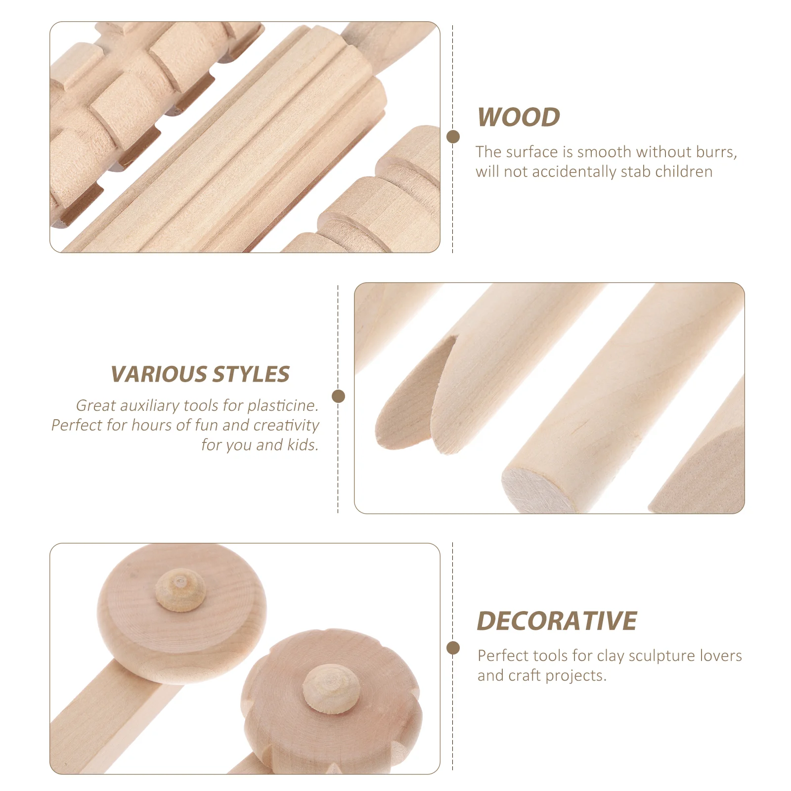 Plasticine Tools Clay Dough Play Accessories Stamps Sculpting Sculpture Wooden Children DIY Pottery Fudge Toddler