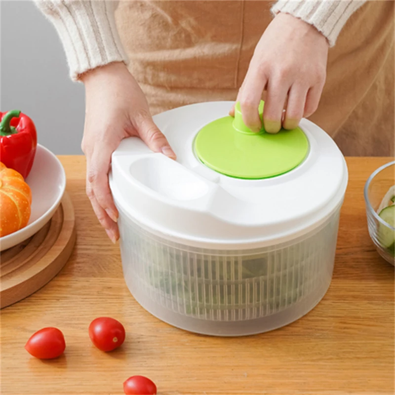 

Household Vegetable Dehydrator Creative Manual Water Salad Spinner Fruit Drain Basket Dryer Hand Crank Kitchen Household Gadget