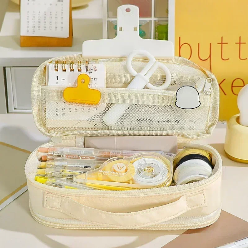 Большая вместительная фиолетовая сумка-карандаш модные корейские канцелярские