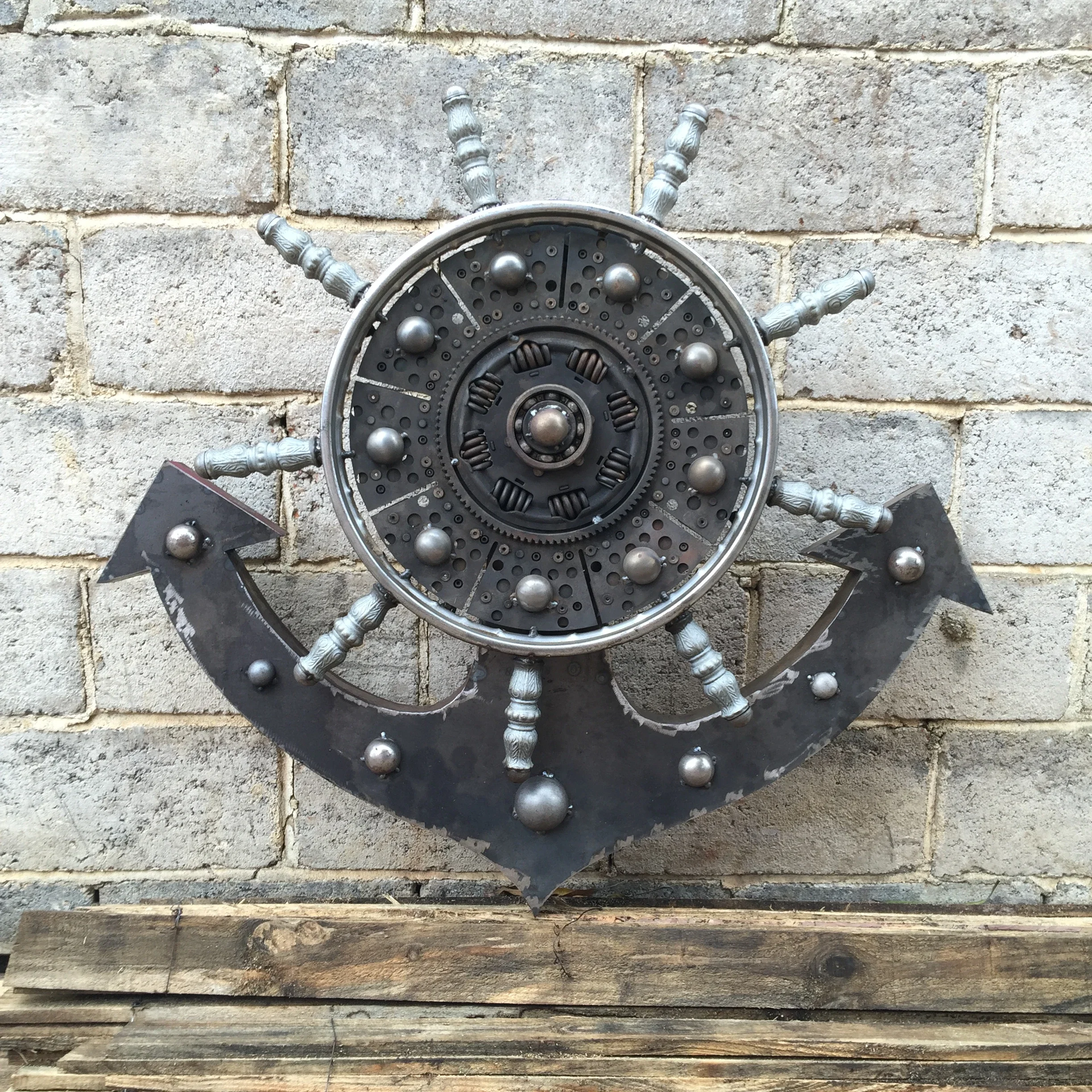 Металлическое ремесленное украшение интерьерное антикварное двор настенный