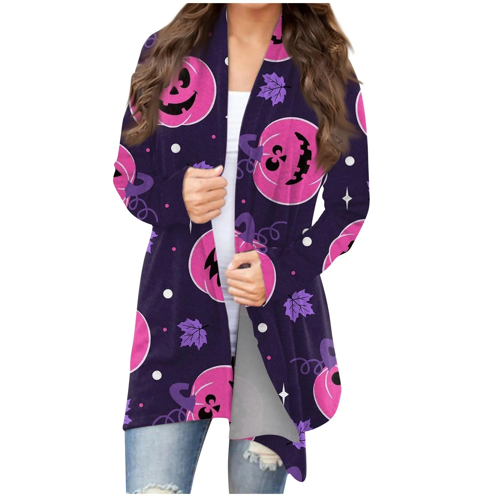 

Женская длинная куртка с длинным рукавом, с принтом, Y2k