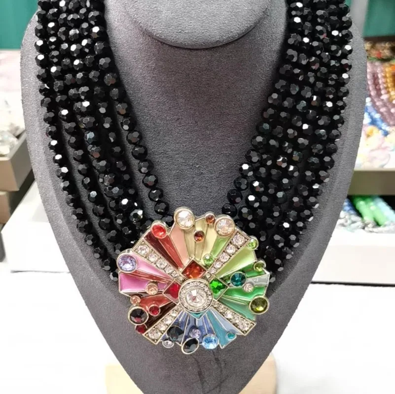 

Timeless Wonder Enamel Zircon Geo Beaded Necklaces for Women Designer Jewelry Runway Rare Top Trendy Luxury Brand Set 2614