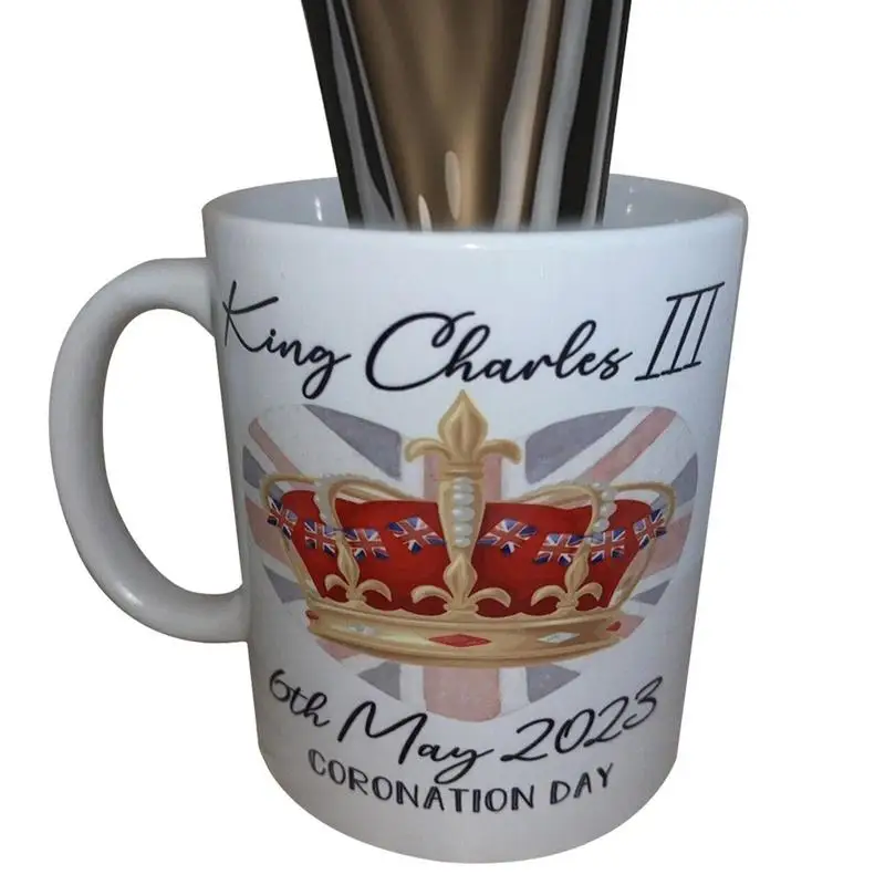 Керамические кофейные кружки с узором King Charles III объемом 350 мл, чайная чашка для празднования короля Великобритании 2023, кружка с коронацией Чарльза III