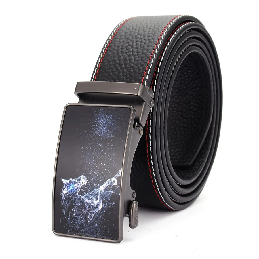 Male Leather Waistband Leather Belts for Men Designer Business Sliding Automatic Buckle Leather Belt Strap for Mens