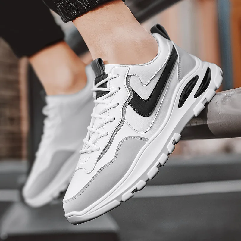 

Кроссовки мужские резиновые, на платформе, плоская подошва, бандажные, повседневная спортивная обувь, белые, 42 43 44