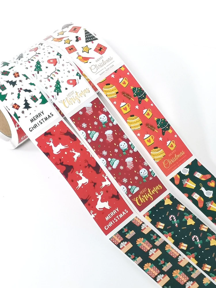 

Christmas Gift Stickers 4 Square Pattern Gift Wrap Seals Gift Decoration