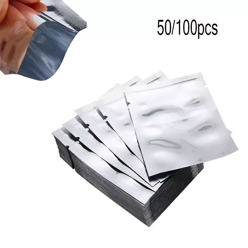 

NEW2023 50/100pcs Silver Vacuum Sealer Aluminum Foil Mylar Bags Storage Pouches For Home Kitchen Tools