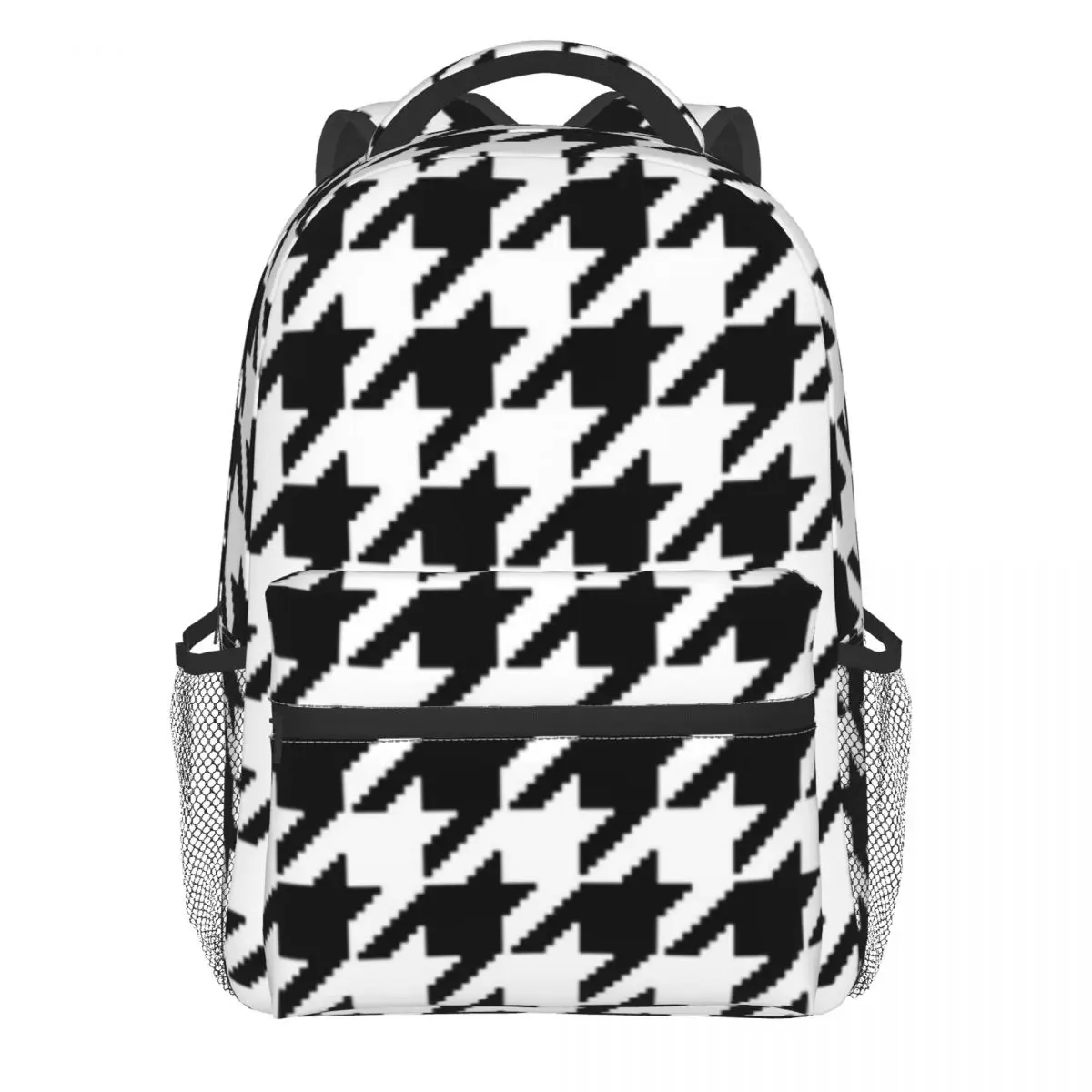 

Houndstooth Pixel Backpack Student Black And White Classic Backpacks Aesthetic High School Bags College Designer Rucksack