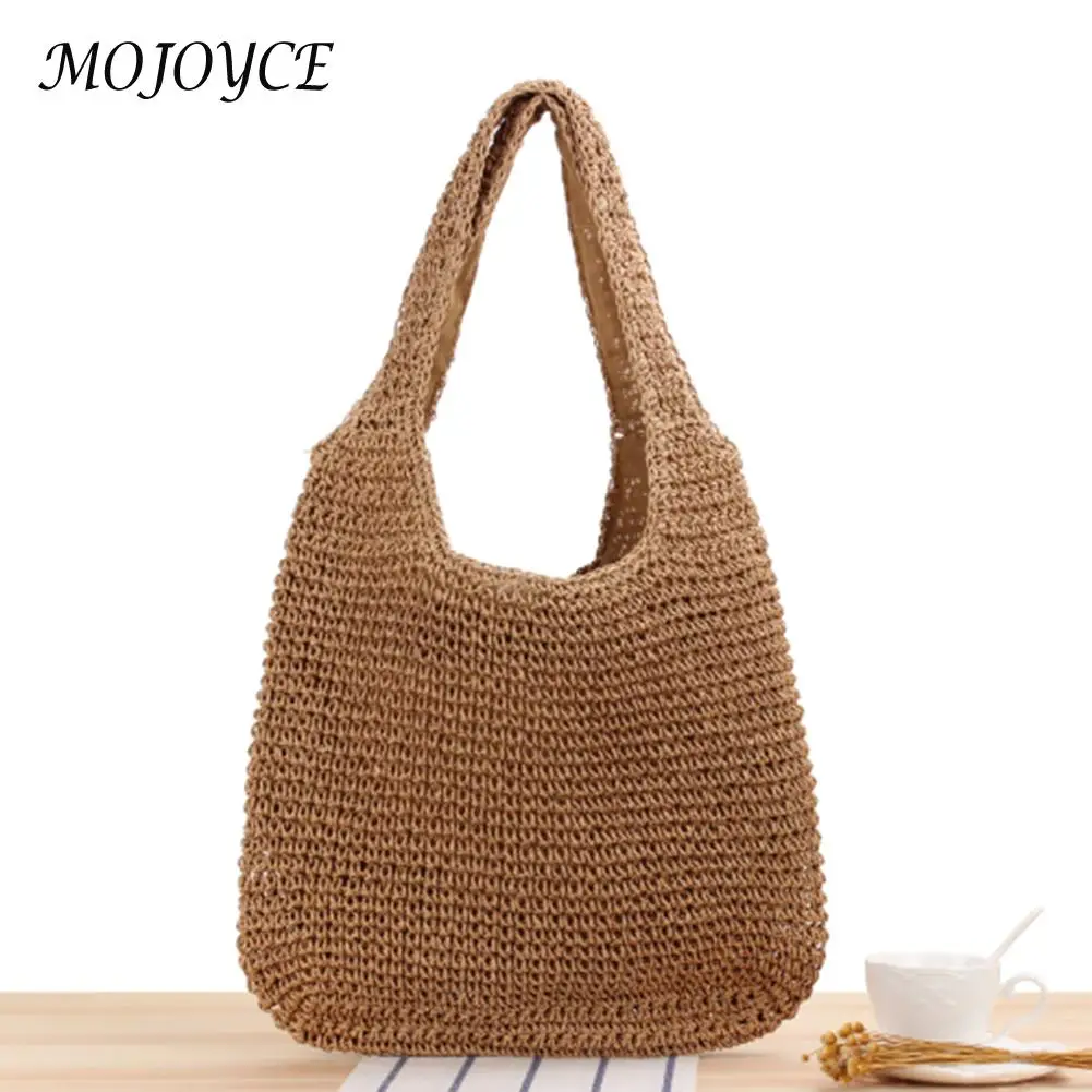 

Rattan Straw Shoulder Bag For Women Boho Hand-Woven Basket Totes Bag Summer Beach Shopping Top-handle Handbags for Lady Girls