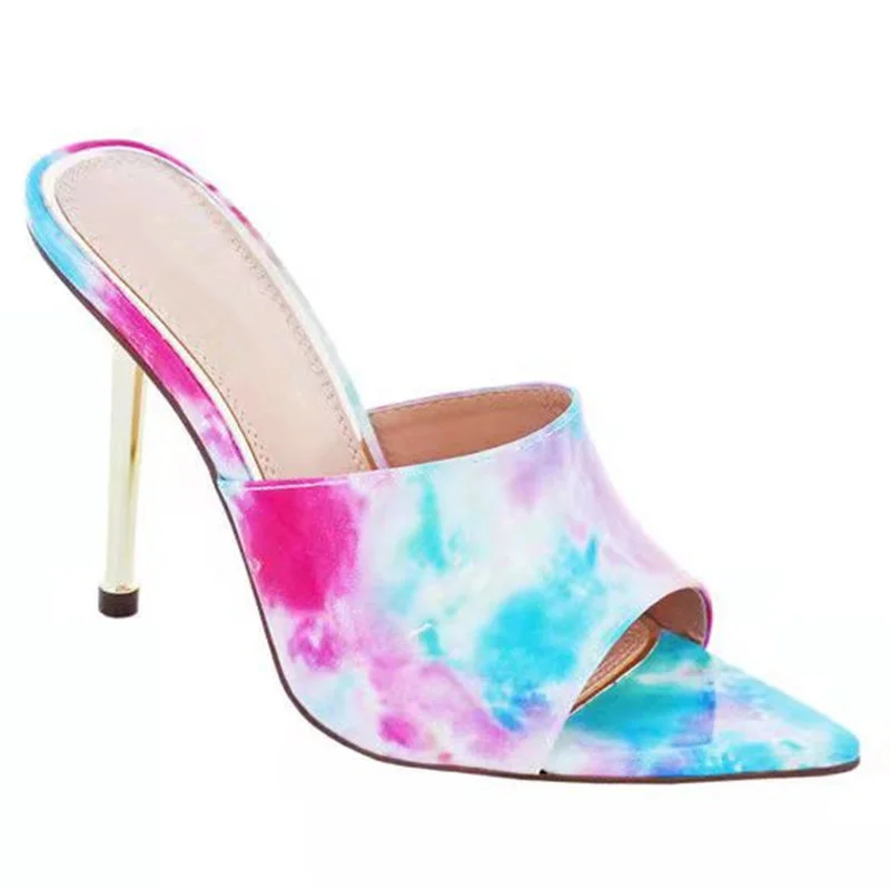 

2022 New Women slippers Design Strange Mule high heels Slippers Sandals flip flops Pointed toe Slides Party shoes Woman