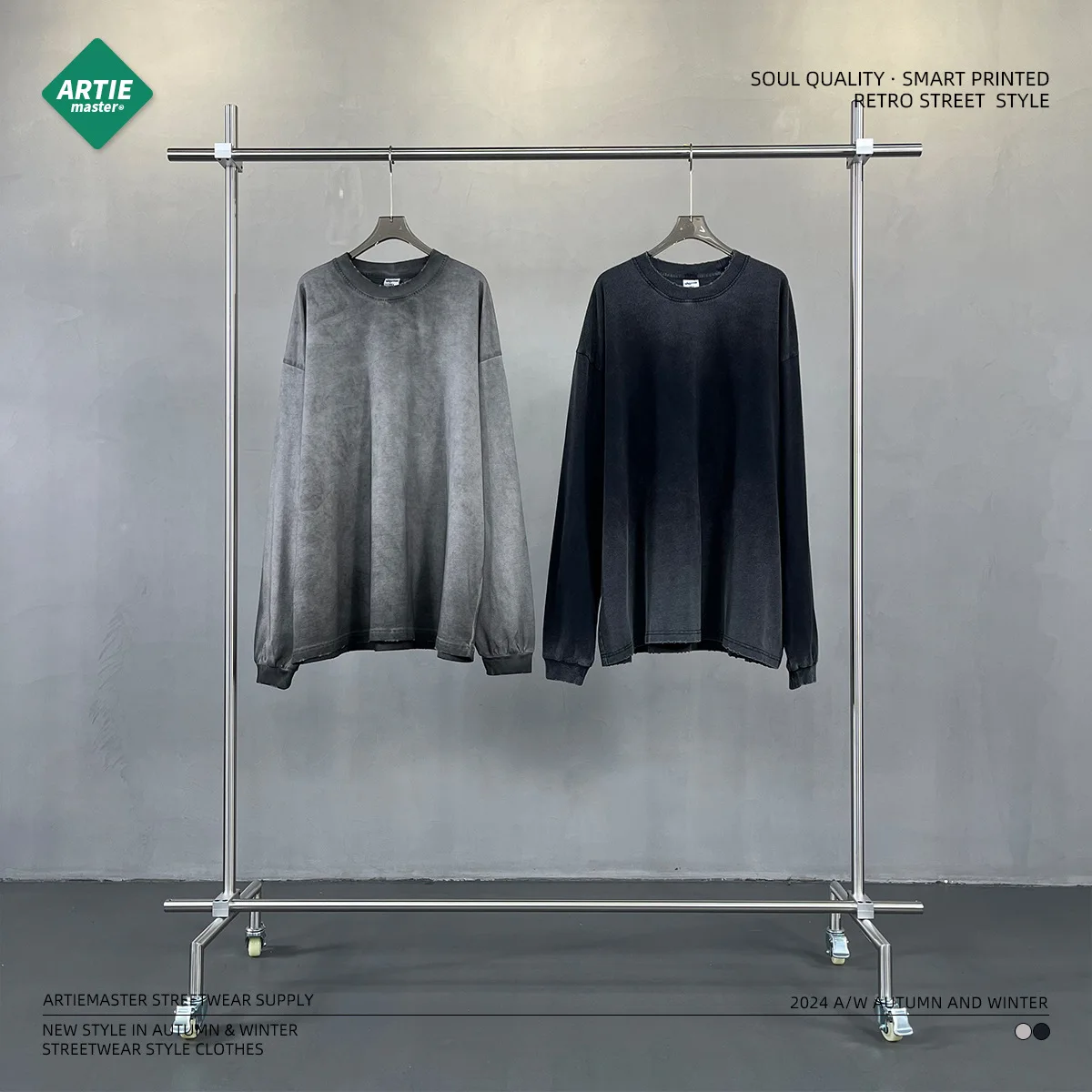 Новый винтажный свитер жареного цвета в старом стирке шерстяной с круглым