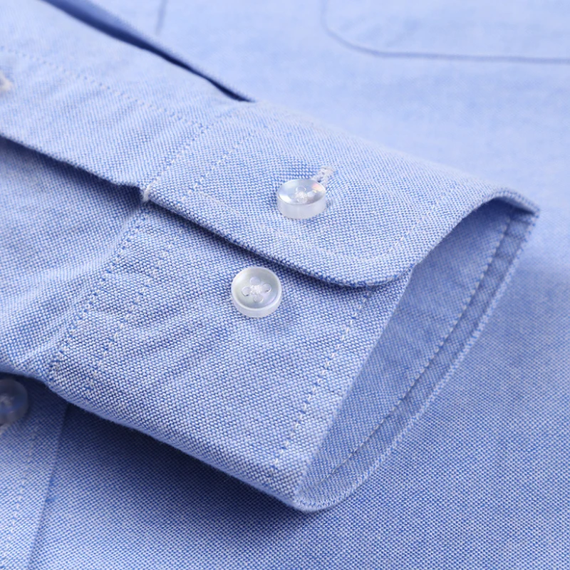Autumn and Winter 100% Cotton Oxford Long Sleeve Shirt New Men's Solid Slim Cotton Shirt Comfortable Business Casual No Iron