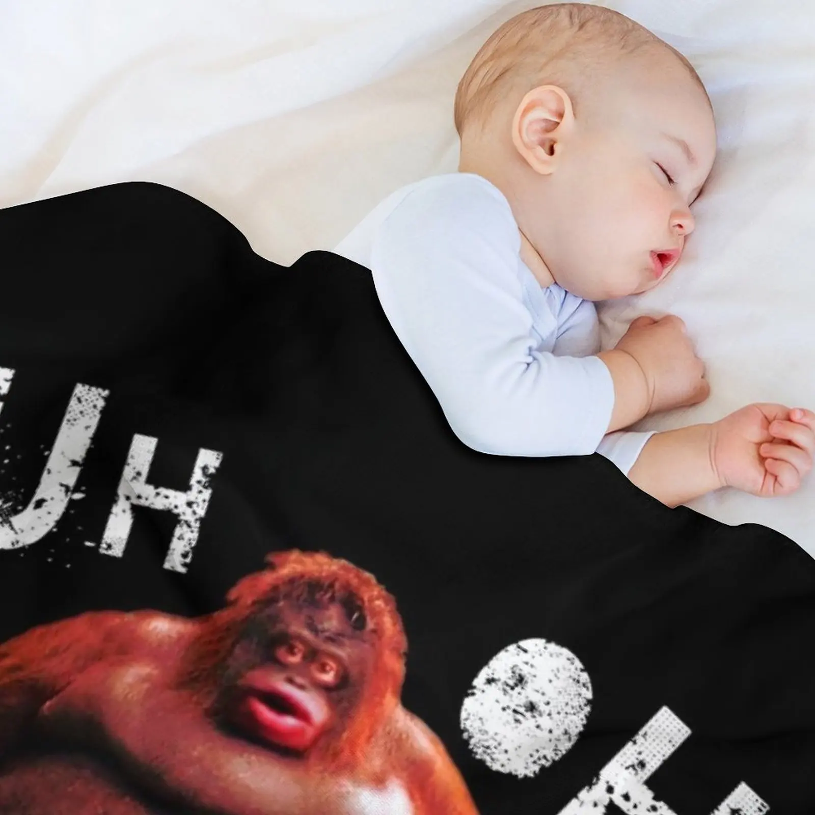 Фото Плед-покрывало с забавным мемом «Uh Oh Stinky Le Monke», теплый плед для сна и отдыха на офисном диване или кровати №3