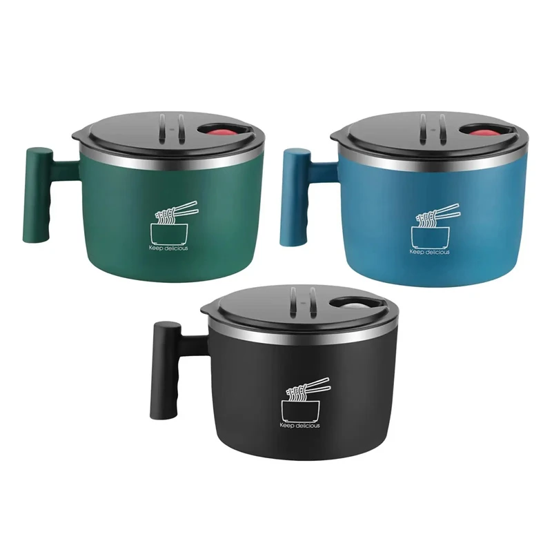 Милая миска для рамен из нержавеющей стали объемом 1000 мл с крышкой лапши быстрого