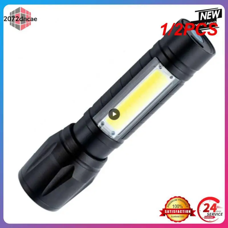 

1/2PCS Zoom Mini Led Flashlight XP-G Q5 Flash Light Lantern Portable rechargeable Glare COB Flashlight Outdoor Camping