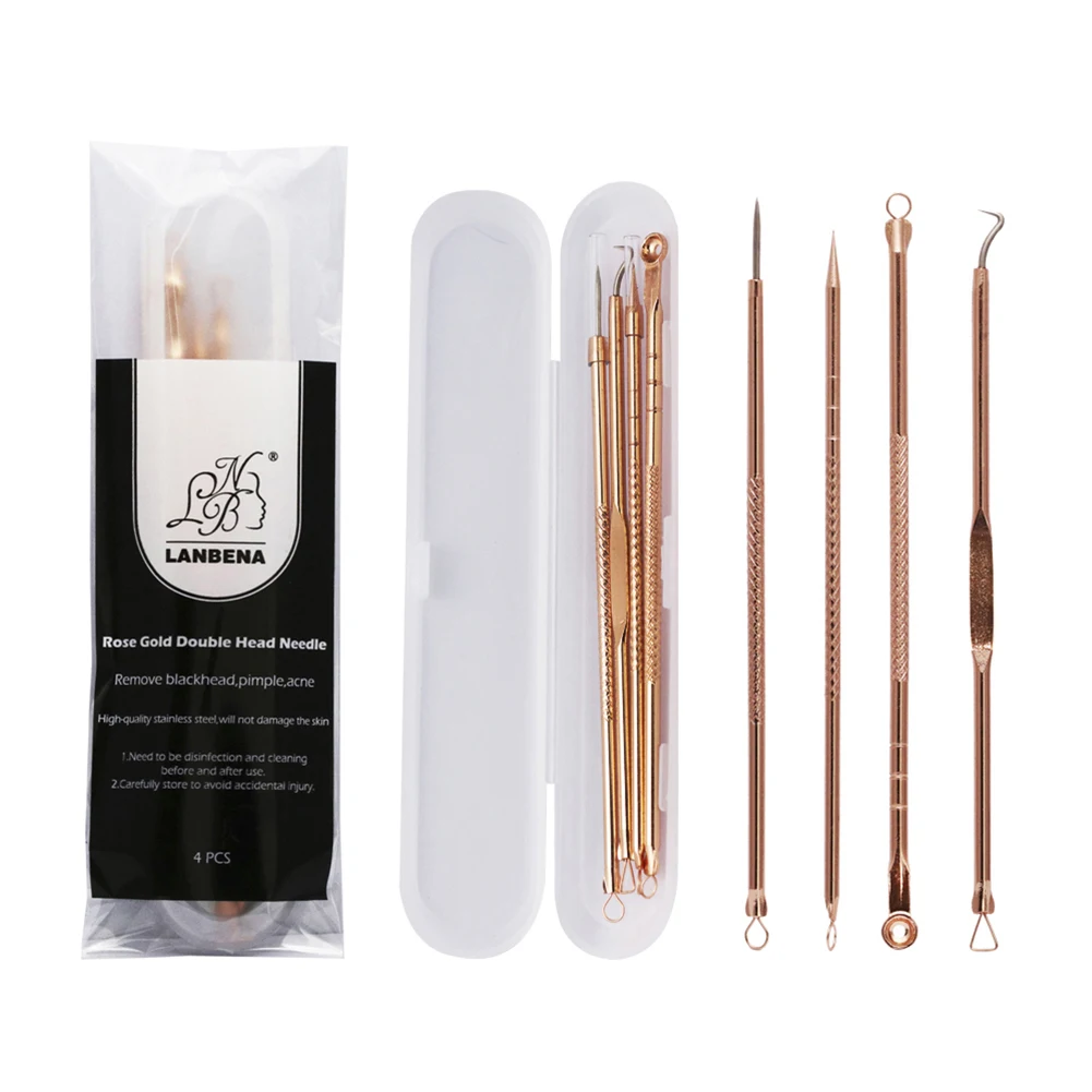 

4pcs Blackhead Pimple Needles Acne Treatment Black Spot Pimple Blemish Remover Pore Cleanser Beauty Salon Face Skin Care Tool