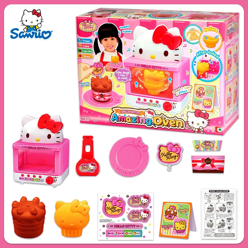 

Hello Kitty Sanrio Plush Kawaii Cartoon Cute Dolls Simulation Kitchen Toys Oven Set Anime Plush Toys for Girls Birthday Gift