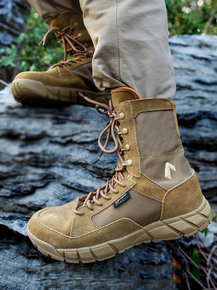 Ultralight Outdoor Hiking Shoes Combat Training Boots Men's High-top Non-slip Breathable Brown Desert Tactical Military Boots