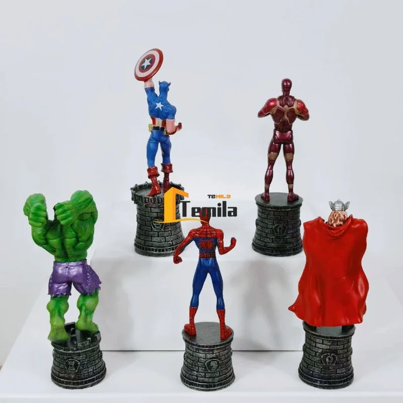 Фото Набор из 5 фигурок супергероев Marvel: Железный человек, Капитан Америка, Халк, Тор, Человек-паук. Игровые фигурки, украшение для дома, декор для стола, игрушка. №4